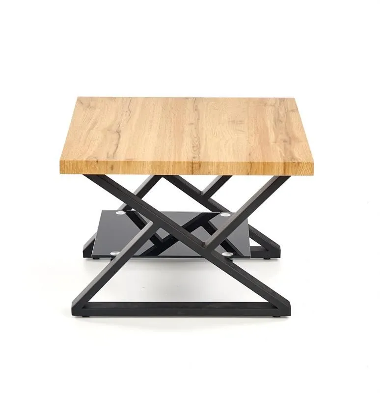Ława XENA KWADRAT 60x60 ze szklaną półką do salonu w stylu loft | MIRAT. w stylu LOFT kolekcja