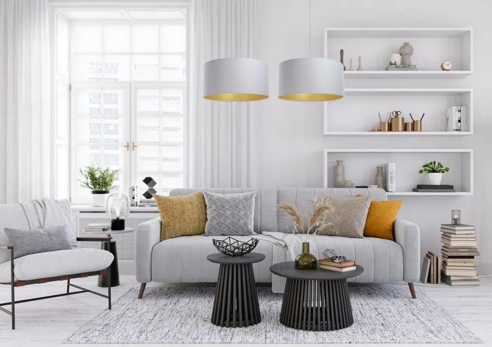 Lampa wisząca MODERN 40 szara/złota mat do sypialni I sklep meblowy MIRAT.