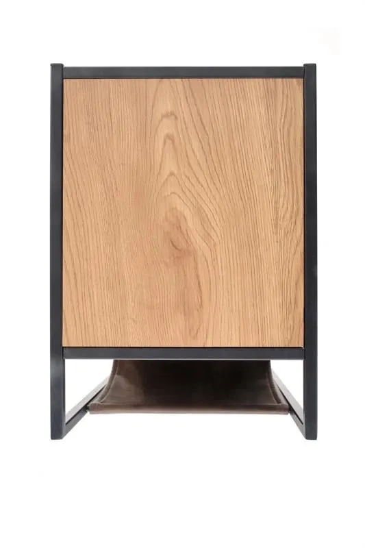 Stolik kawowy COMPACT 47x33 dąb/czarny z miejscem na gazety i książki | MIRAT. styl LOFT