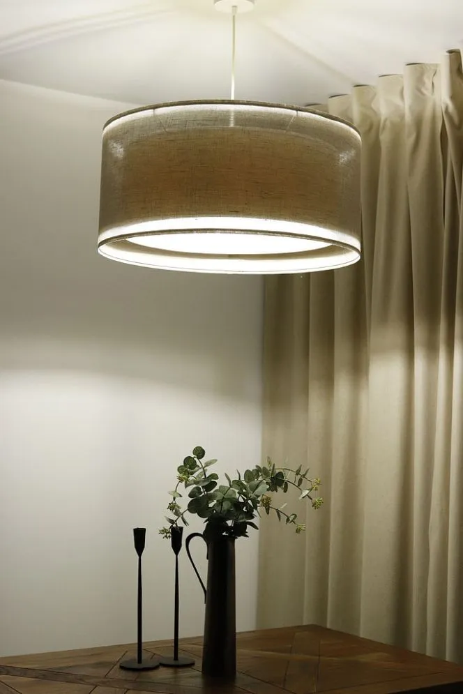 Lampa wisząca DUO LEN LIGHT 50 beżowa lniana I sklep meblowy MIRAT.