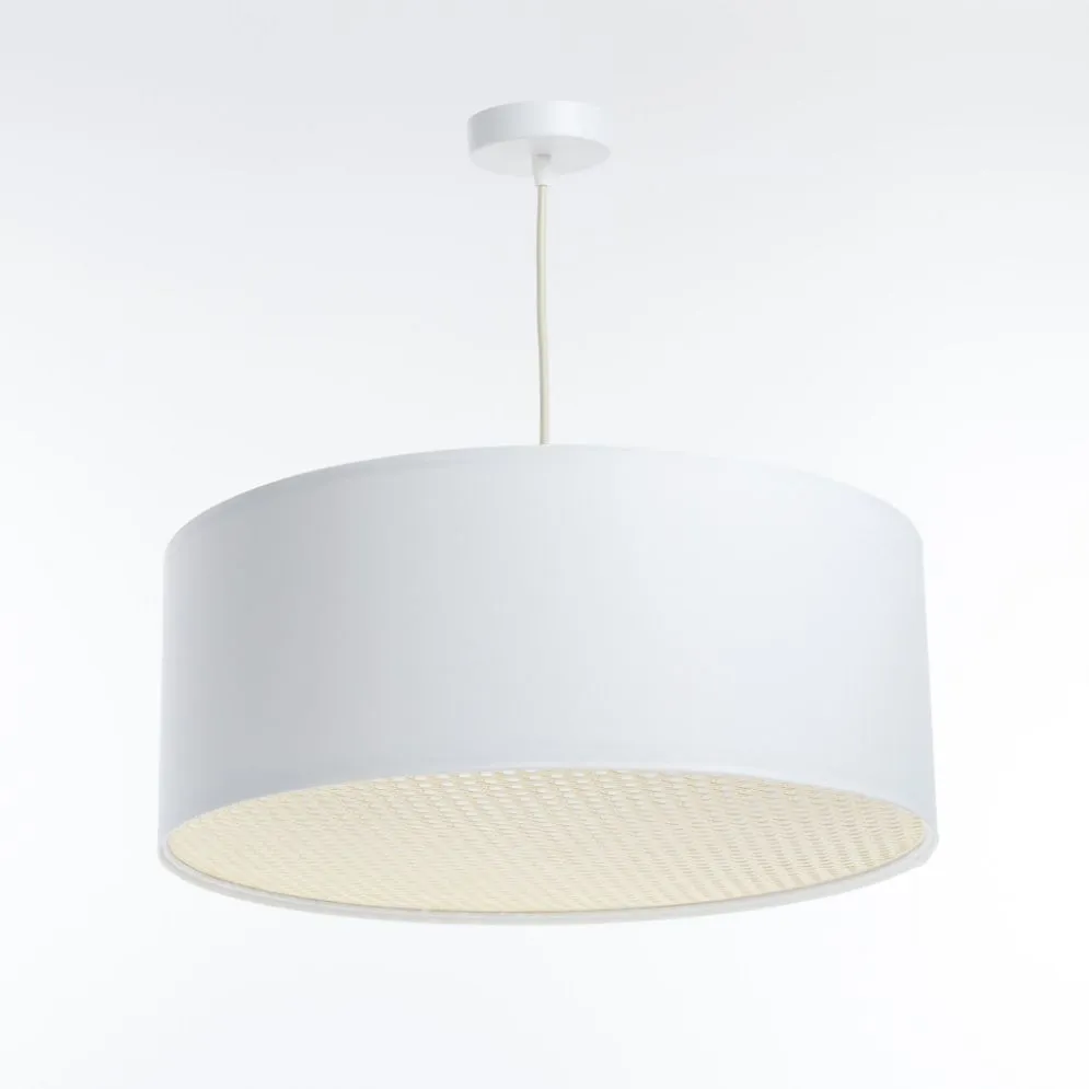 Lampa wisząca MODERN RATTAN 50 biała w kształcie walca I sklep meblowy MIRAT.