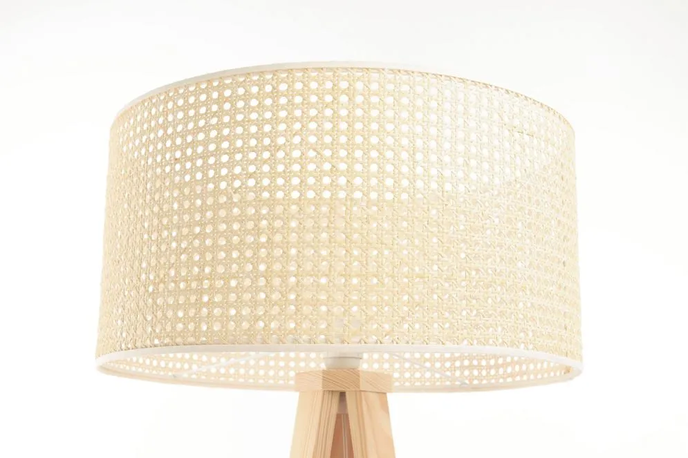 Lampa stojąca BOHO 50 rattan naturalny na drewnianej podstawie | MIRAT. w stylu kolekcja