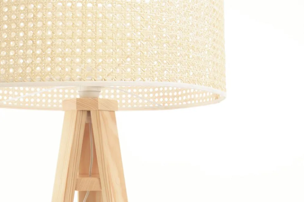 Lampa stojąca BOHO 50 rattan naturalny na drewnianej podstawie | MIRAT. w stylu kolekcja