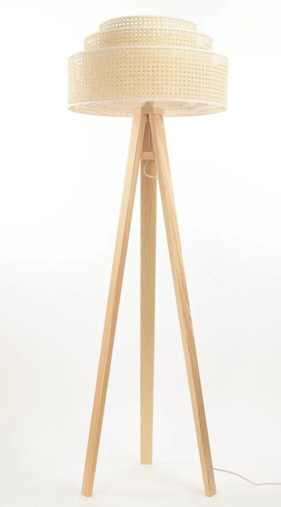 Lampa stojąca BOHO TRI rattan naturalny pleciony | MIRAT. w stylu kolekcja