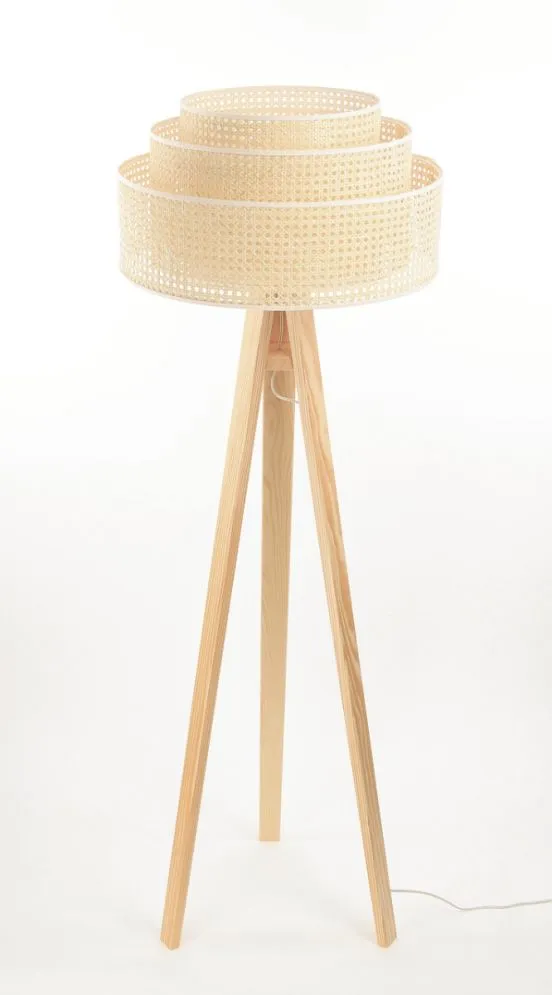 Lampa stojąca BOHO TRI rattan naturalny pleciony | MIRAT. w stylu kolekcja