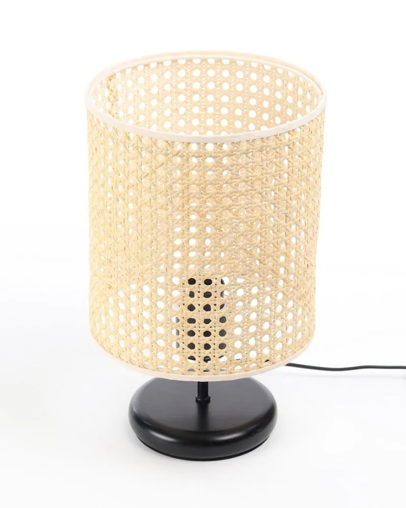 Lampa stołowa BOHO MIDI BLACK rattan naturalny do sypialni | MIRAT. w stylu kolekcja
