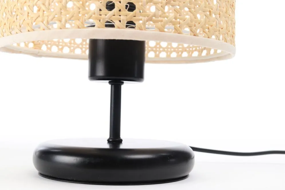 Lampa stołowa BOHO MIDI BLACK rattan naturalny do sypialni | MIRAT. w stylu kolekcja