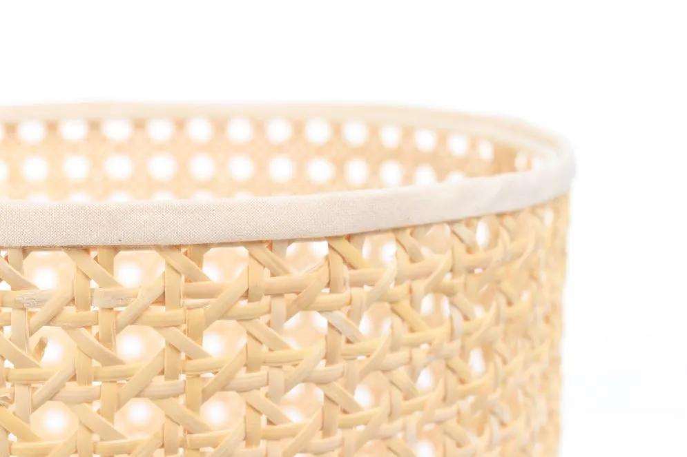 Lampa stołowa BOHO LOW WHITE rattan naturalny z włącznikiem nożnym | MIRAT. w stylu kolekcja