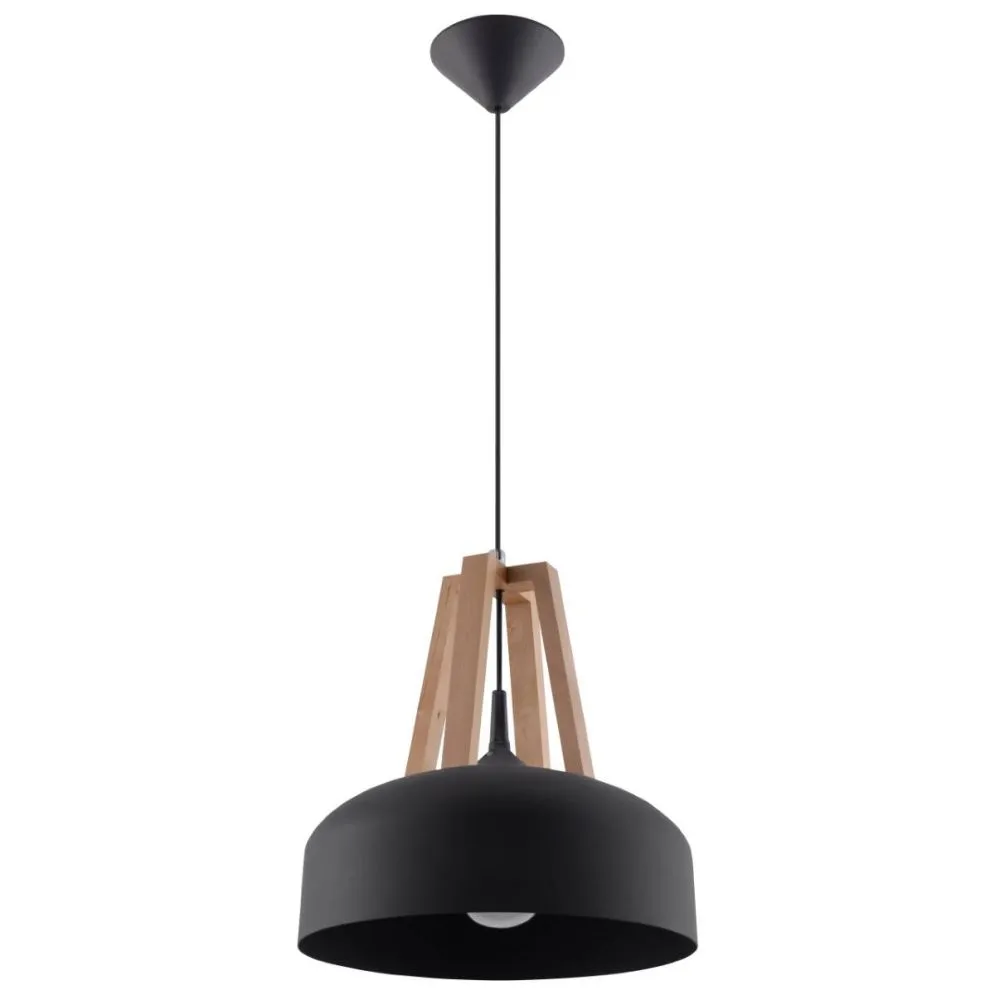 Lampa wisząca CASCO czarna/naturalne drewno | sklep MIRAT kolekcja casco