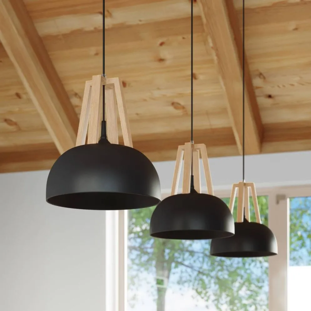 Lampa wisząca CASCO czarna/naturalne drewno | sklep MIRAT kolekcja casco