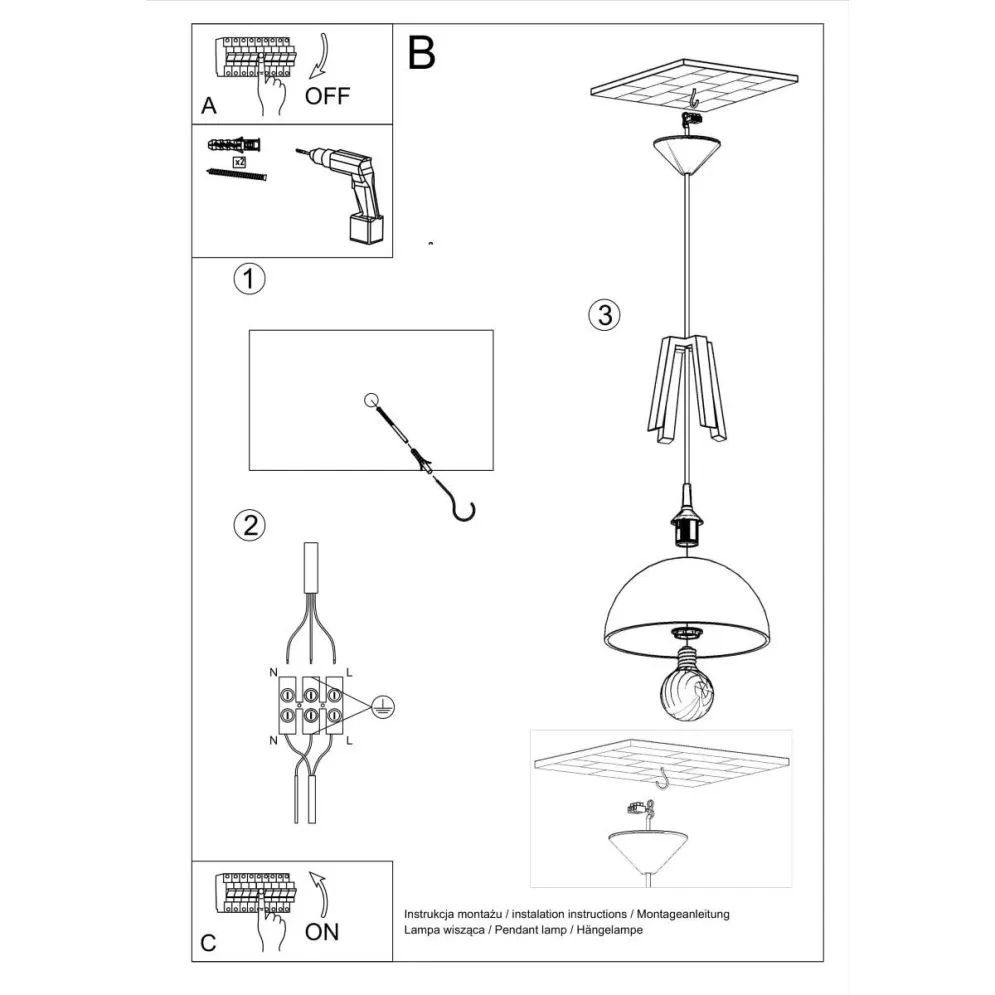 Lampa wisząca CASCO czarna/naturalne drewno | sklep MIRAT kolekcja casco