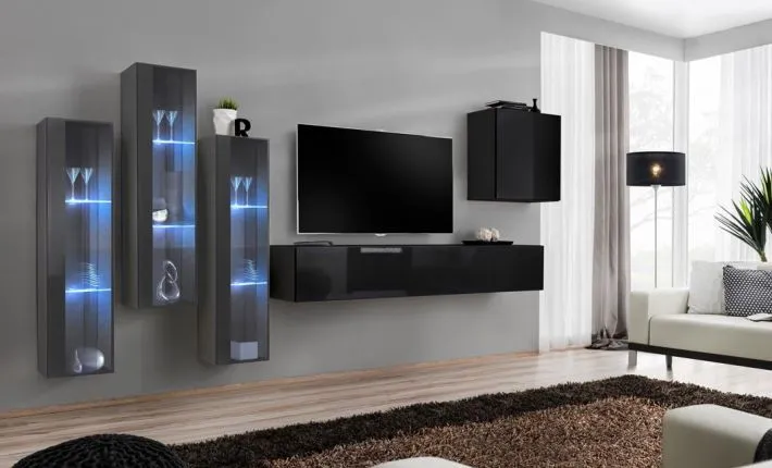 Meblościanka SWITCH XIII wisząca z przeszklonymi witrynami | MIRAT. w stylu kolekcja SWITCH