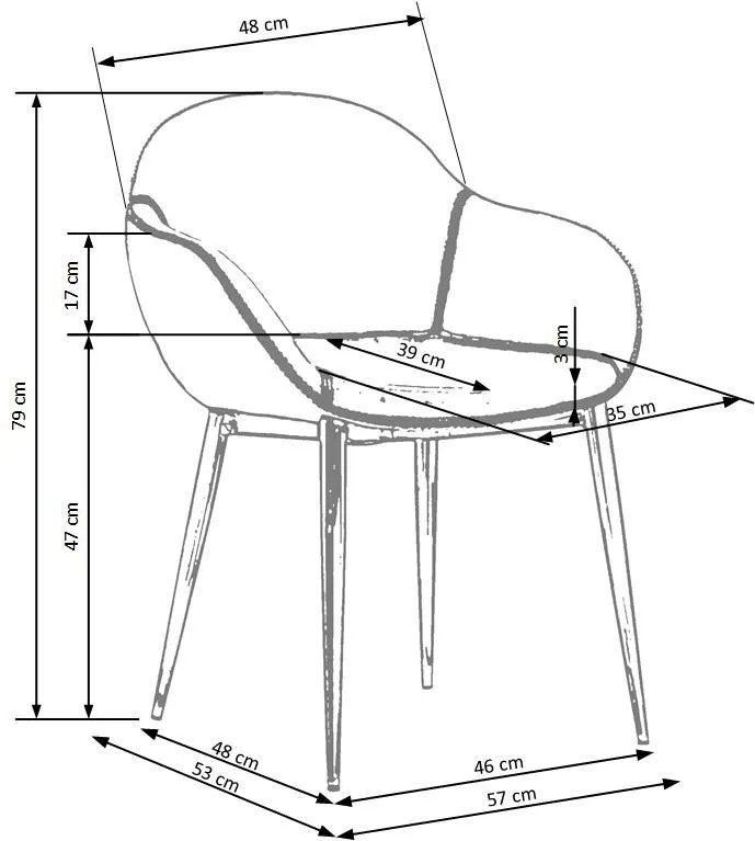 Krzesło K304 ciemny popiel/brąz z podłokietnikami | MIRAT.