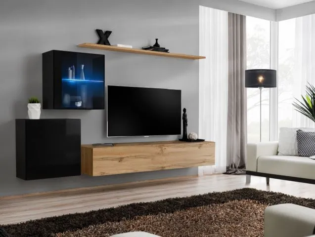 Meblościanka SWITCH XV wisząca z podświetleniem LED | MIRAT. w stylu kolekcja SWITCH