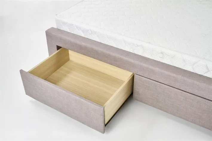 Łóżko EVORA 160x200 beżowe pikowane z szufladami | MIRAT. styl GLAMOUR