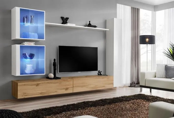 Meblościanka SWITCH XVIII wisząca nowoczesna na wysoki połysk | MIRAT. w stylu kolekcja SWITCH