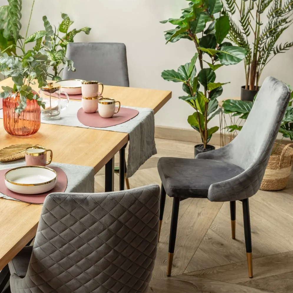Krzesło welurowe LOGAN szare z czarnymi nogami|MIRAT styl LOFT