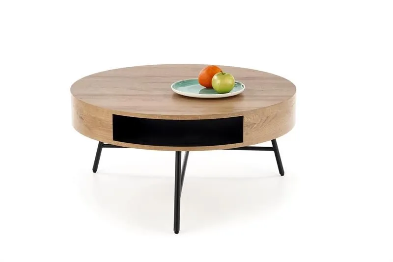 Stolik kawowy CAMILA 80x80 dąb/czarna do salonu w stylu industrialnym | MIRAT. styl LOFT