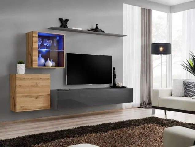Meblościanka SWITCH XV wisząca z podświetleniem LED | MIRAT. w stylu kolekcja SWITCH