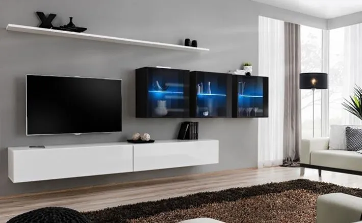 Meblościanka SWITCH XVII z podświetleniem na wysoki połysk | MIRAT. w stylu kolekcja SWITCH