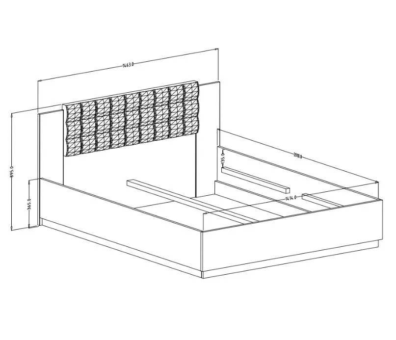 Łóżko SIGMA 140x200 dąb flagstaff srebrny/czarny mat z tapicerowanym zagłówkiem I sklep meblowy MIRAT. styl LOFT, SKANDYNAWSKI