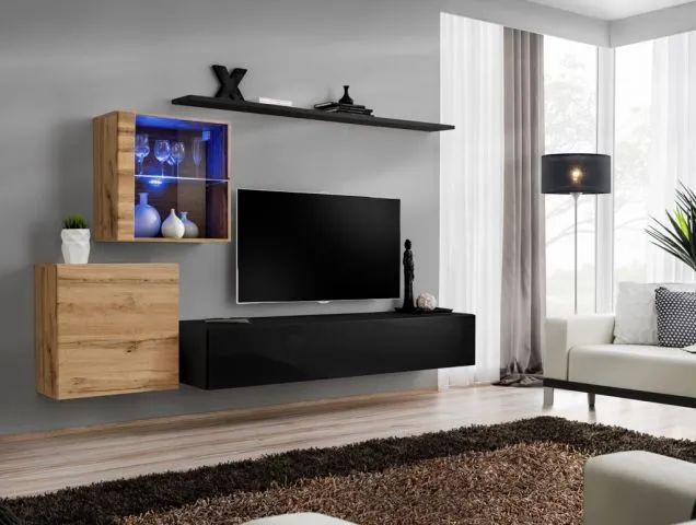 Meblościanka SWITCH XV wisząca z podświetleniem LED | MIRAT. w stylu kolekcja SWITCH