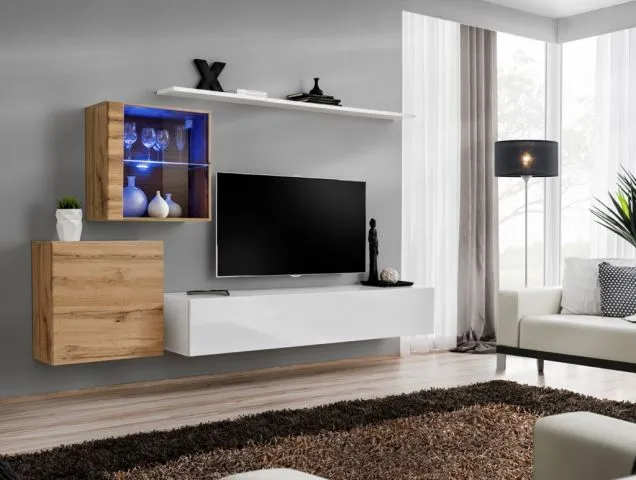 Meblościanka SWITCH XV wisząca z podświetleniem LED | MIRAT. w stylu kolekcja SWITCH