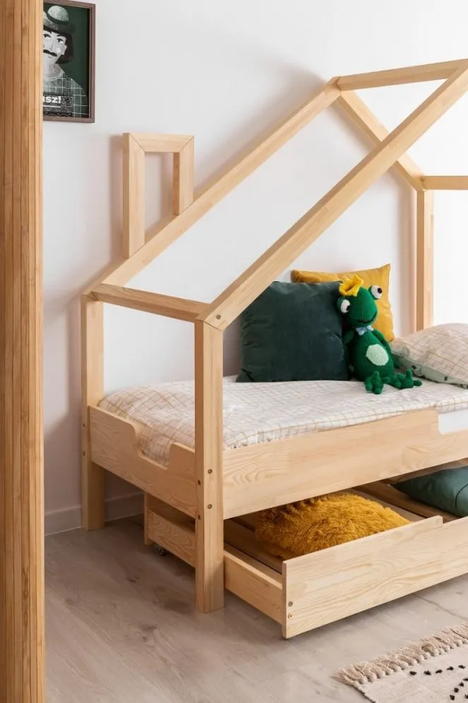 Łóżko dziecięce LUNA C 90x200 sosna domek z szufladą | MIRAT. w stylu kolekcja LUNA