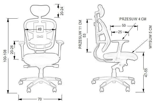 Fotel biurowy HN-5018 szary z mechanizmem synchronicznym | MIRAT. w stylu kolekcja