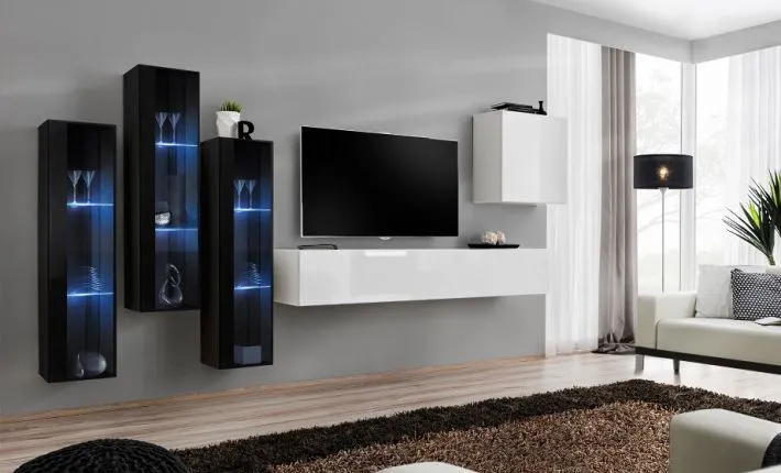 Meblościanka SWITCH XIII wisząca z przeszklonymi witrynami | MIRAT. w stylu kolekcja SWITCH