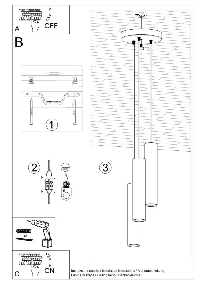 Lampa wisząca LAGOS 3P czarny | sklep MIRAT kolekcja lagos