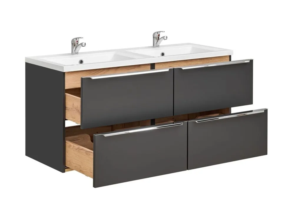 Szafka pod umywalkę CAPRI 120 cm czarna mat wisząca | MIRAT. w stylu kolekcja CAPRI