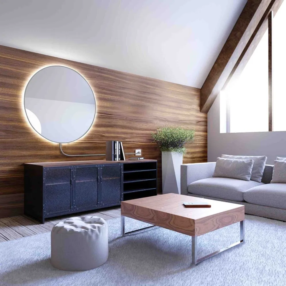 Lustro okrągłe RUBINO ELECTRIC 90 wiszące z oświetleniem LED | MIRAT. w stylu kolekcja RUBINO