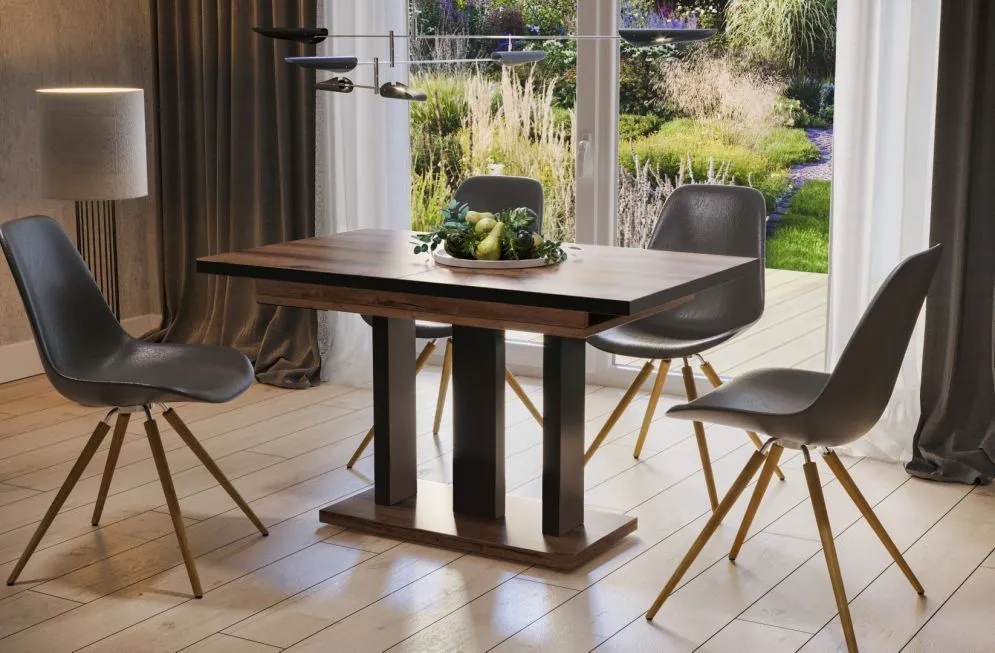 Stół rozkładany APPIA BLACK 130(210)x80 dąb monastery/czarny dla 8 osób | MIRAT. styl LOFT