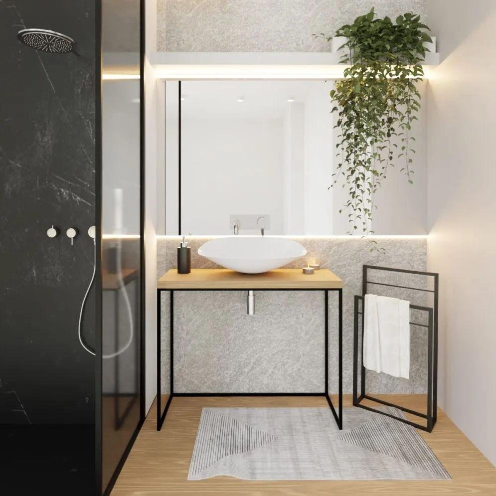 Szafka pod umywalkę ANDY 60 cm czarny/dąb stojąca I sklep meblowy MIRAT. styl LOFT