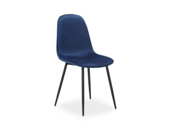 granatowe krzesło tapicerowane aksamitne na metalowych nogach w stylu retro do salonu Fox Velvet