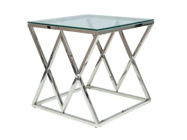 Szklana ława 55x55 z metalową podstawą ZEGNA B