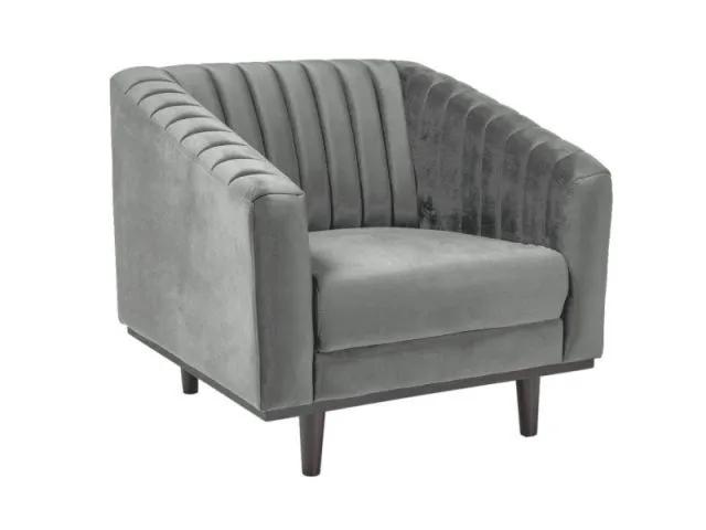 Fotel ASPREY VELVET 1 szary tapicerowany z przeszyciami | MIRAT. styl GLAMOUR, VINTAGE kolekcja ASPREY