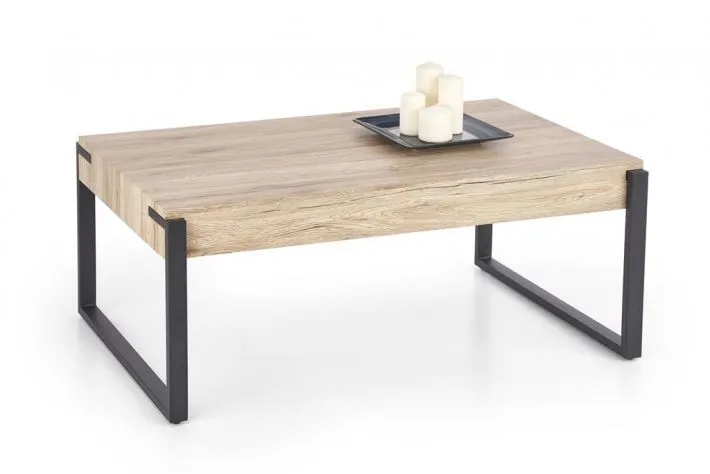Dąb san remo drewniana ława na metalowej podstawie w stylu loft CAPRI