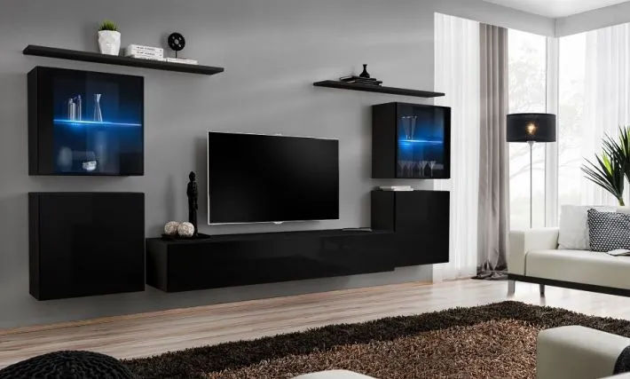 Czarna meblościanka do salonu  SWITCH XIV 