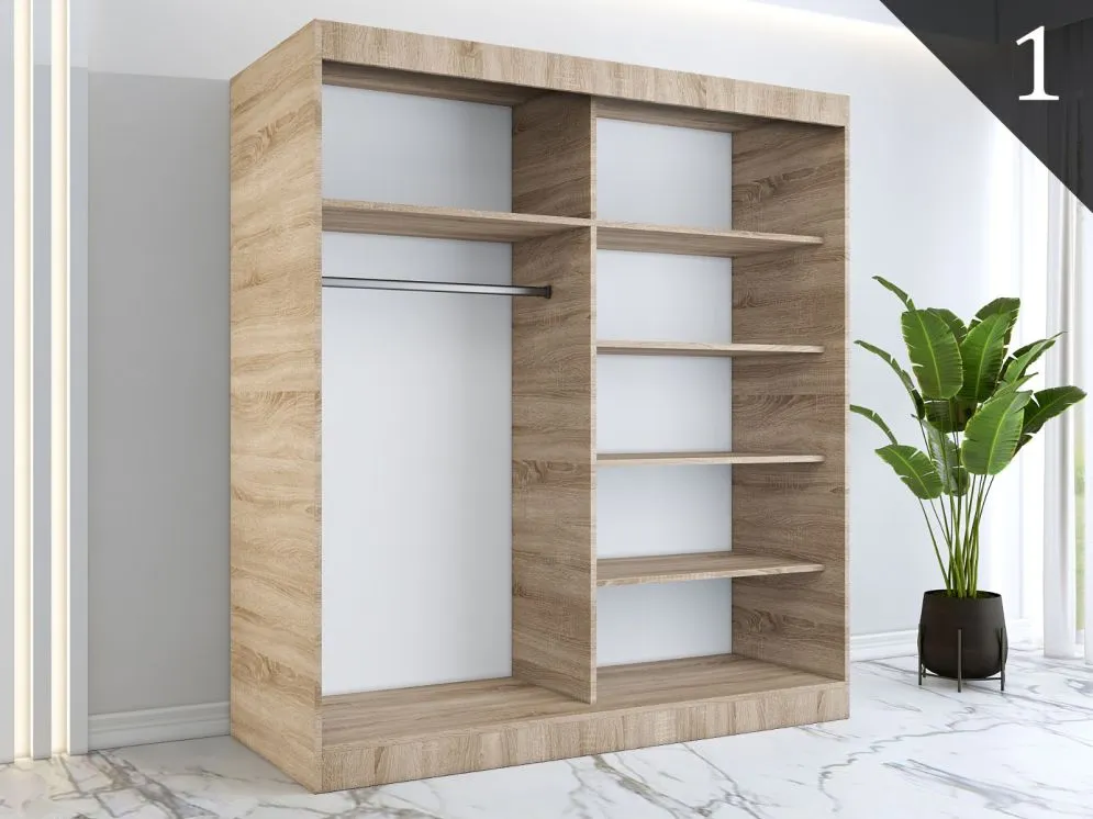 Korpus szafy MODUO COMFORT 180 dąb sonoma z półkami i drążkami | MIRAT. kolekcja MODUO COMFORT