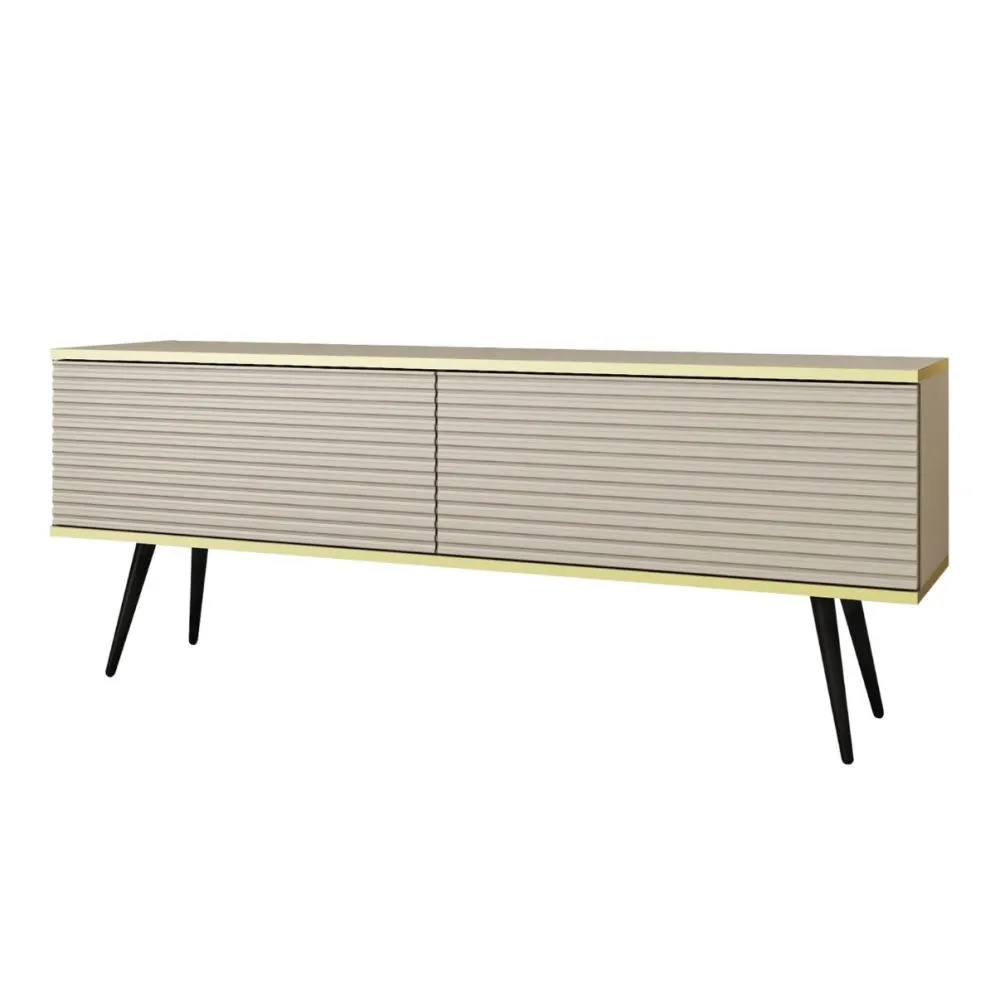 Szafka RTV KARL 3D 135cm wisząca/stojąca kaszmirowy mat  I sklep meblowy MIRAT. styl GLAMOUR, RYFLOWANY