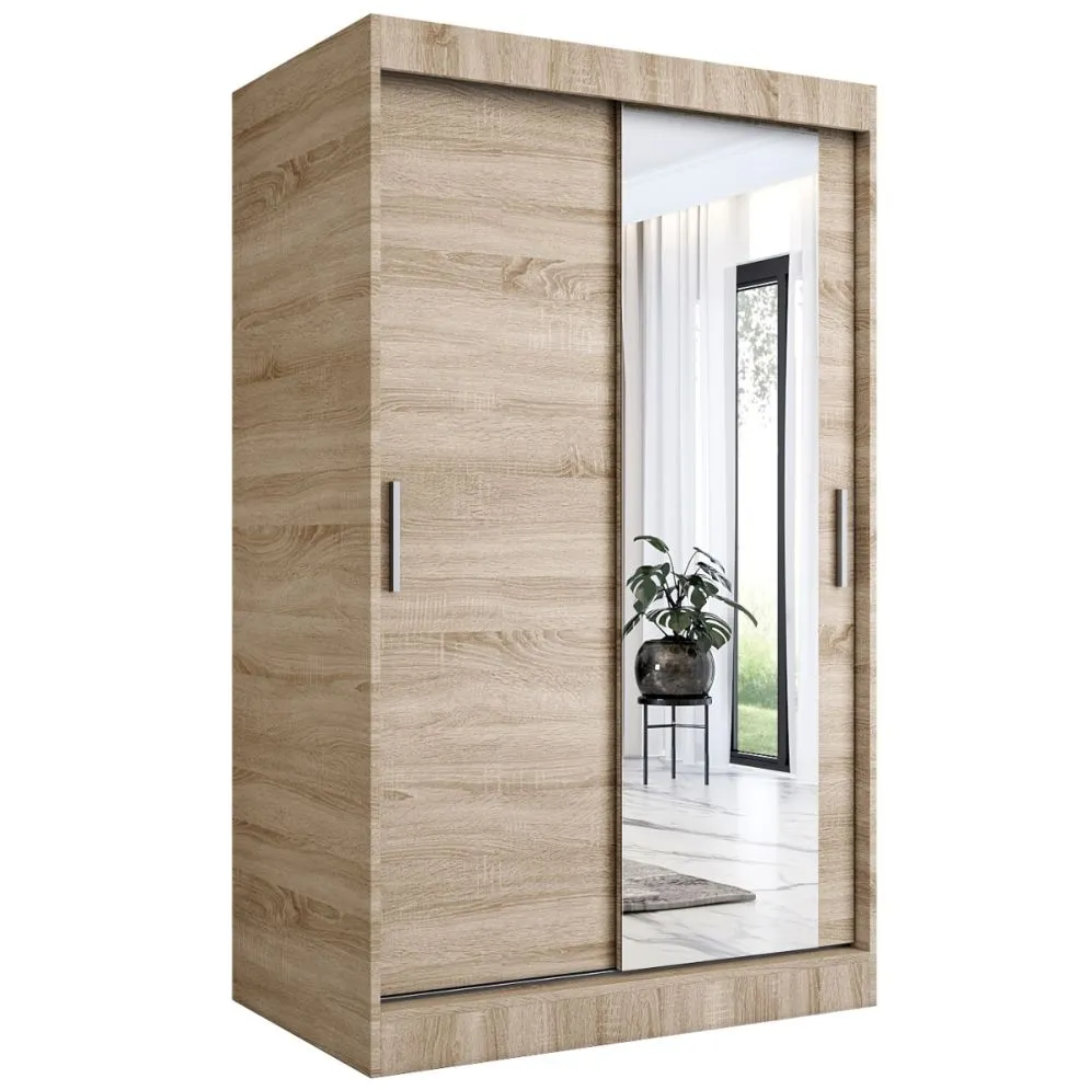 Szafa przesuwna MODUO COMFORT 120 dąb sonoma gładka z lustrem | MIRAT. w stylu kolekcja MODUO COMFORT