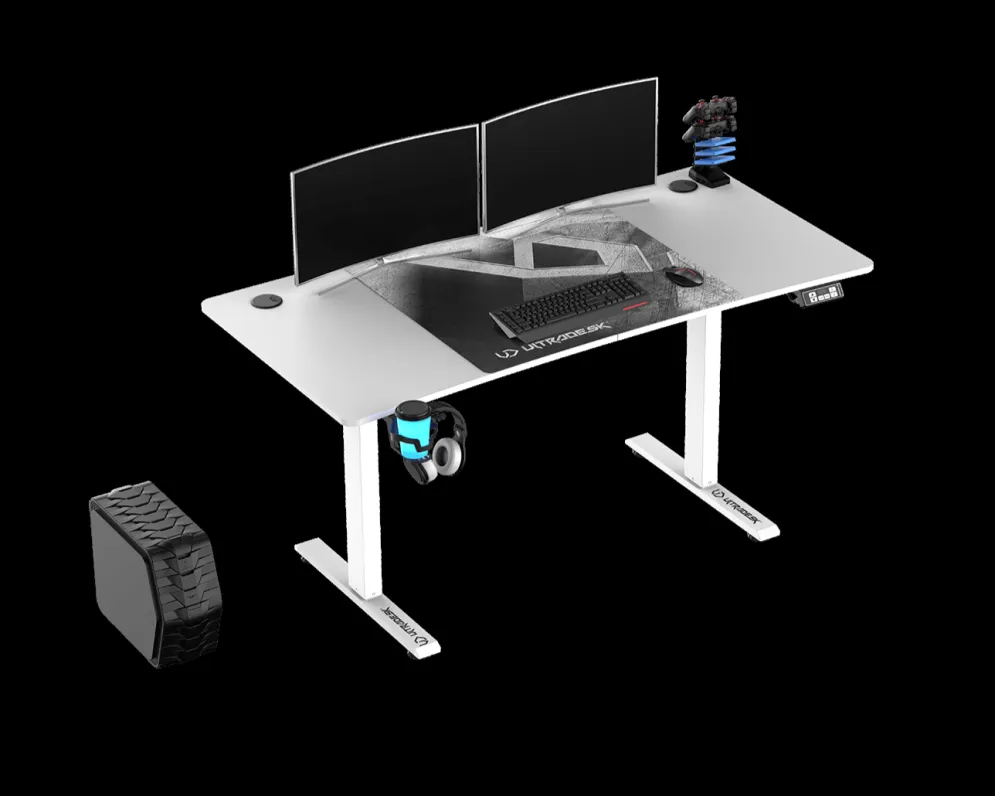 Biurko gamingowe LEVEL V2 LED białe ULTRADESK | MIRAT.