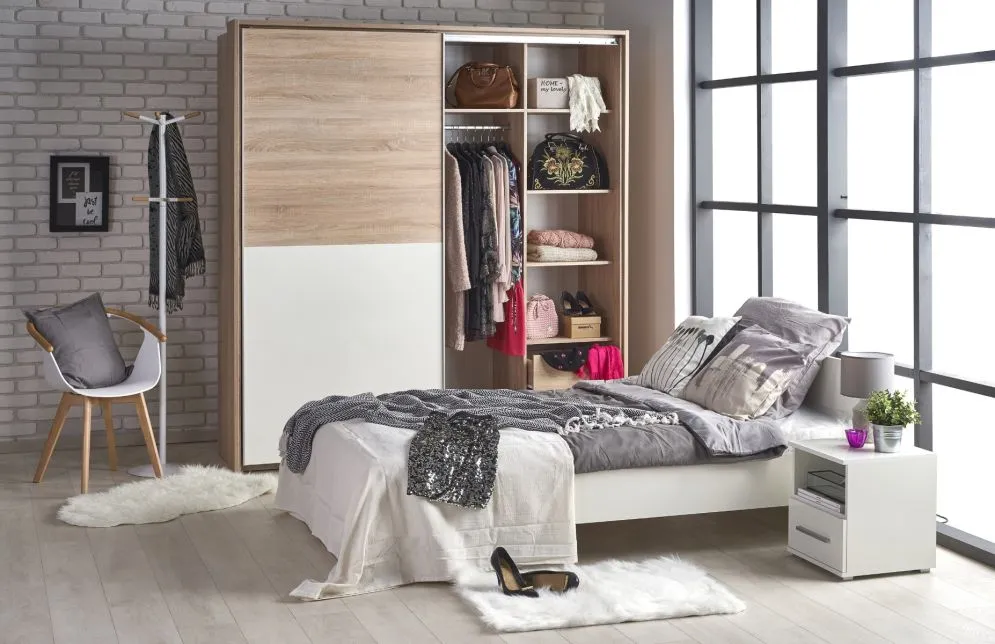 Łóżko Lima 90x200 biały połysk pojedyncze drewniane | MIRAT. styl SKANDYNAWSKI