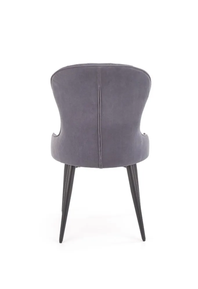 Krzesło K366 VELVET szare z przeszyciami tapicerowane aksamitem | MIRAT. styl GLAMOUR