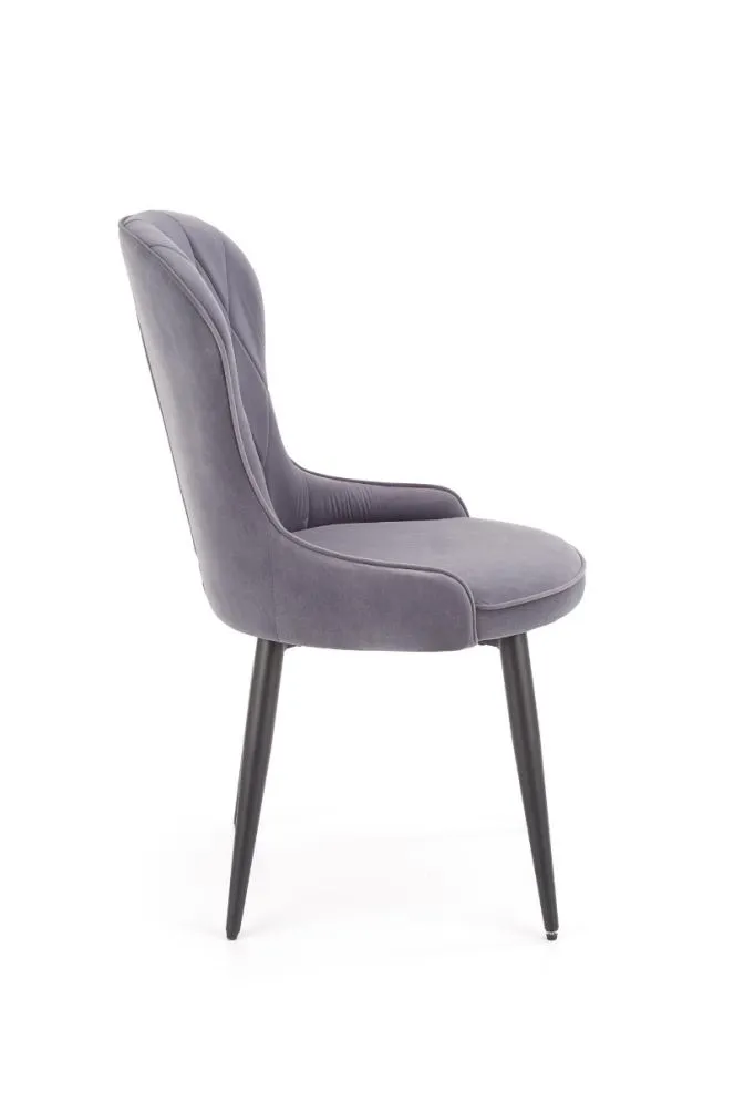 Krzesło K366 VELVET szare z przeszyciami tapicerowane aksamitem | MIRAT. styl GLAMOUR