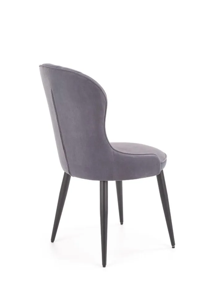 Krzesło K366 VELVET szare z przeszyciami tapicerowane aksamitem | MIRAT. styl GLAMOUR