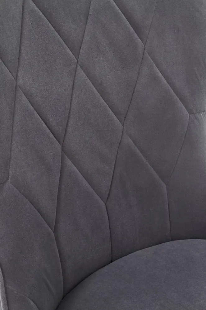 Krzesło K366 VELVET szare z przeszyciami tapicerowane aksamitem | MIRAT. styl GLAMOUR