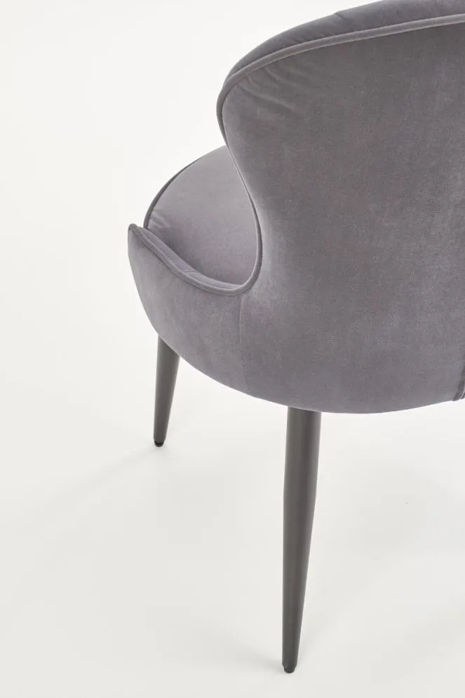 Krzesło K366 VELVET szare z przeszyciami tapicerowane aksamitem | MIRAT. styl GLAMOUR